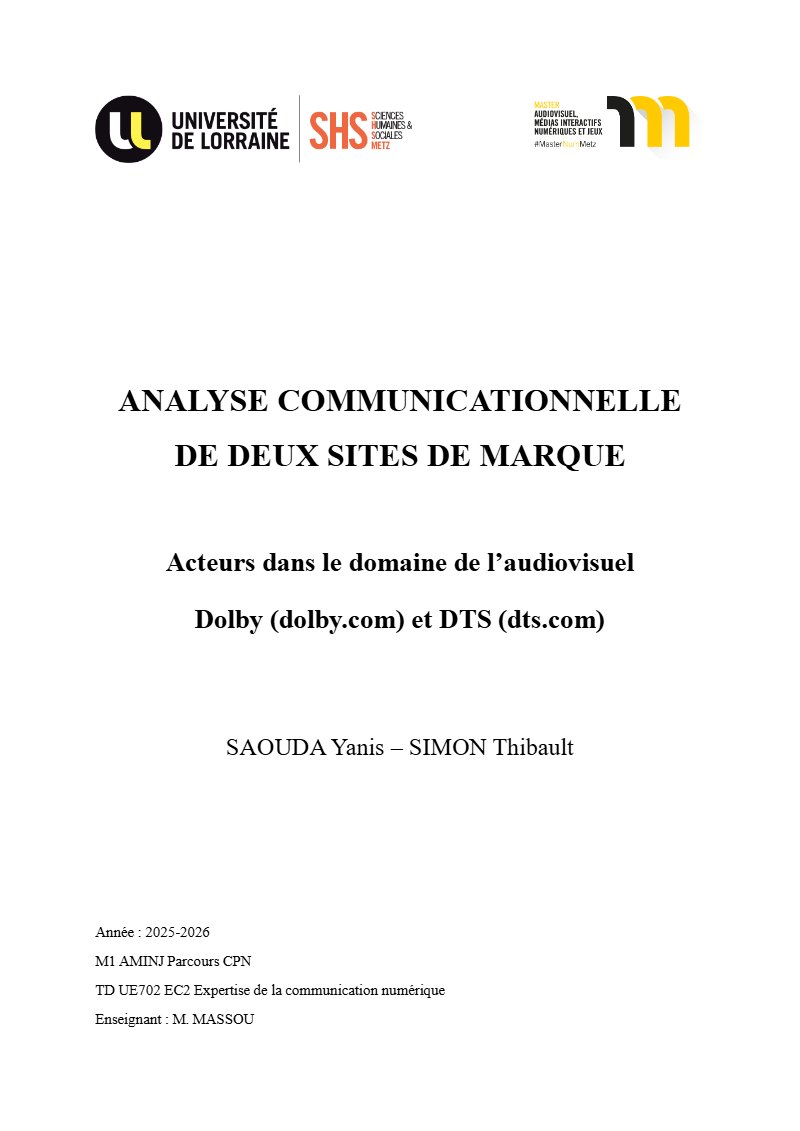 Couverture du dossier Analyse communicationnelle de deux sites de marque.